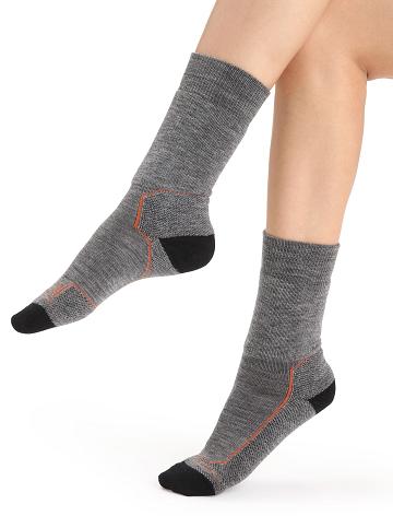 Chaussettes Icebreaker Merino Hike+ Medium Crew Femme Grise Noir | FR 1431GSOL